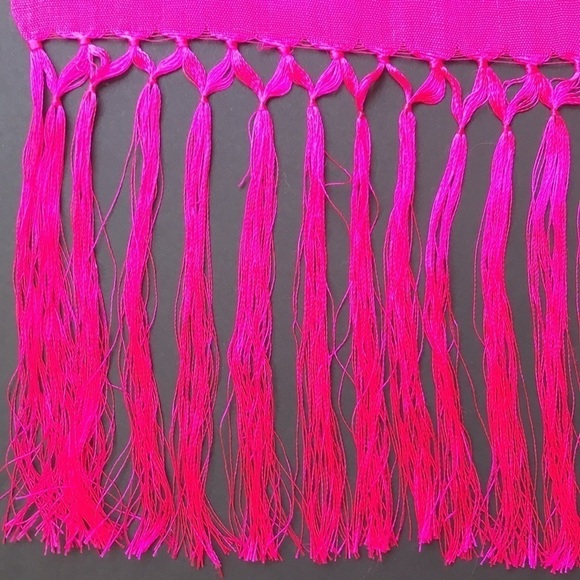 Vibrant Barbie Pink Scarf with Fringe - Picture 8 of 10